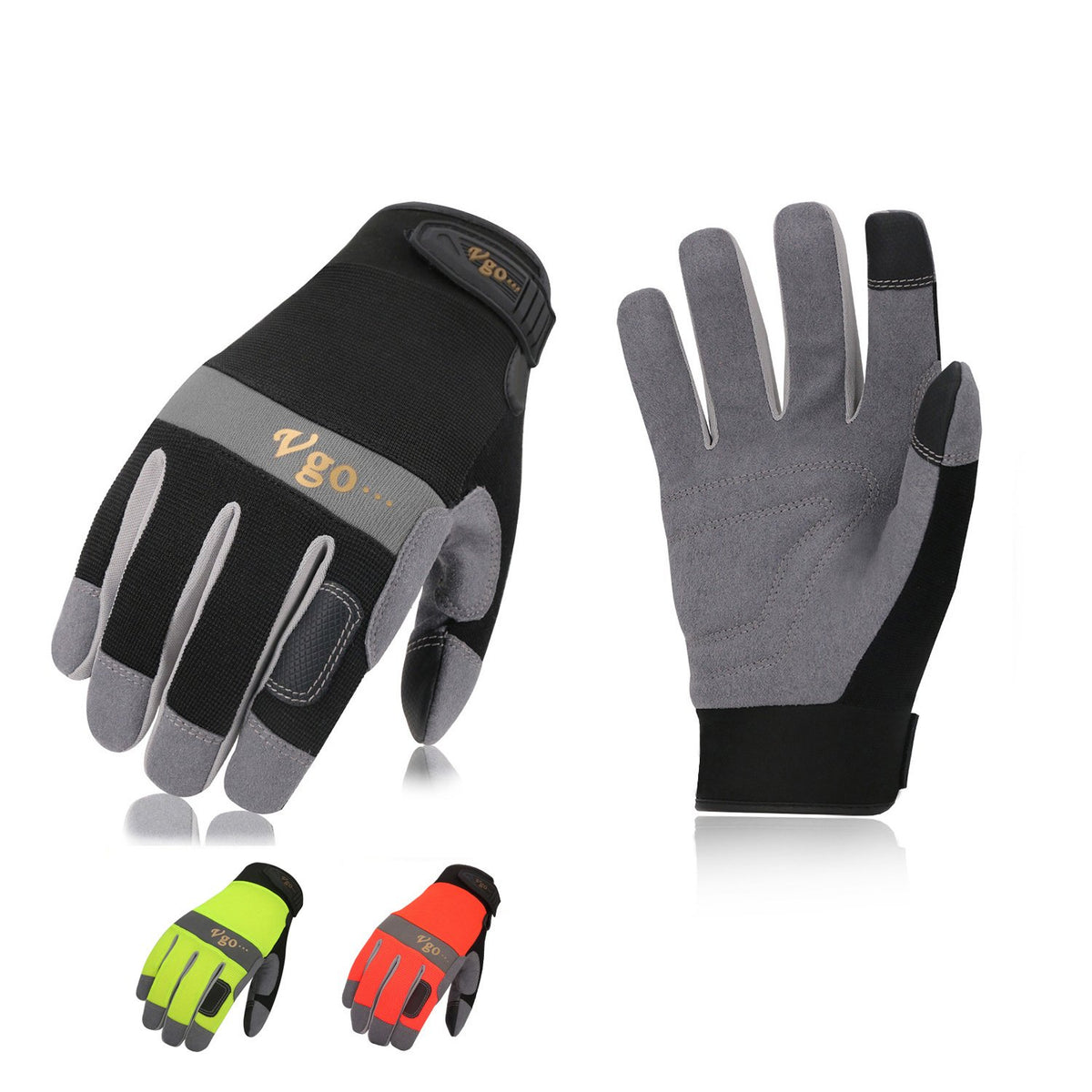 Vgo 1/3Pairs Synthetic Leather Work Gloves for Men, Mechanic