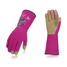 将图片加载到图库查看器，VGO  1/3 Pairs Ladies&#39; Synthetic Leather Long Cuff Rose Garden Gloves (Red/Green, SL7445)