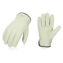 将图片加载到图库查看器，VGO 1 Pair Unlined Men&#39;s Pigskin Leather Work Gloves (Light Cyan,PA9501)