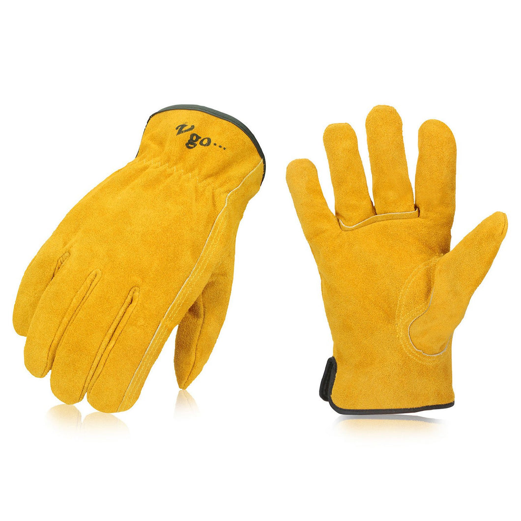 Vgo... 1 Pair/3 Pairs Unlined Cowhide Split Leather Work and Driver Gloves(Gold,CB9501-G)