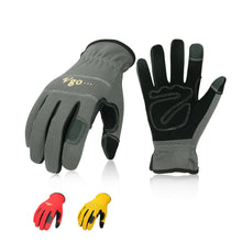 将图片加载到图库查看器，Vgo 3 Pairs Nubuck Leather Work Gloves (Red+Grey+Yellow,NB7581)