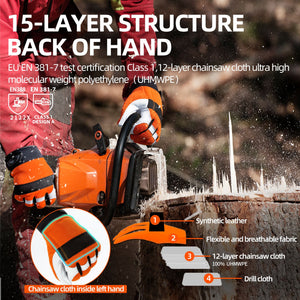 Vgo Chainsaw Work Gloves Saw Protection on Left Hand Back (GA8912)