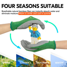 将图片加载到图库查看器，Vgo 2 Pairs Kids Gloves for Age 3-9, Bamboo Work Gloves for Gardening(Green,KID-RB6026)