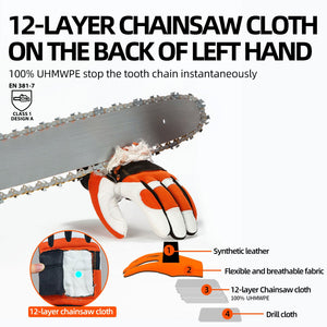 Vgo Chainsaw Work Gloves Saw Protection on Left Hand Back (GA8912)