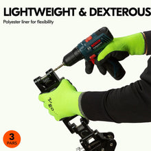 将图片加载到图库查看器，Vgo 3Pairs Foam Latex Coated Gardening and Work Gloves (Black, High-Vis Orange &amp; Green, RB6010)