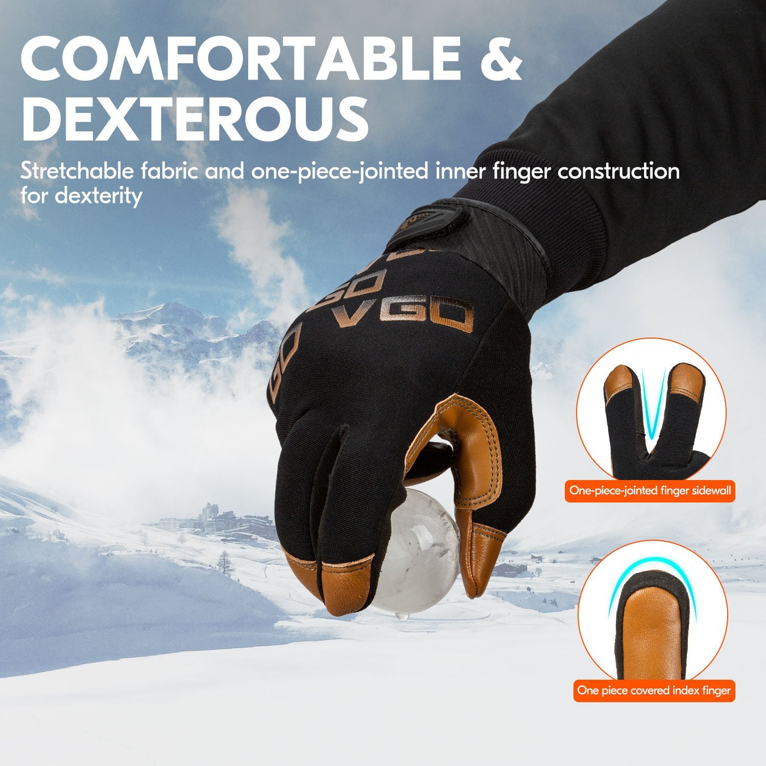Vgo -4℉ 3M Thinsulate C100 Winter Outdoor Gloves (Brown,GA9603FW) – Vgo UK