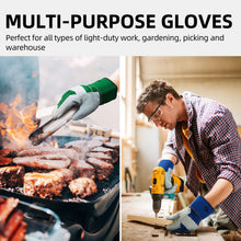 将图片加载到图库查看器，Vgo... 3Pairs Cow Split Leather Men&#39;s Work Gloves with Safety Cuff (Blue&amp;Orange&amp;Green, CB3501-3C)