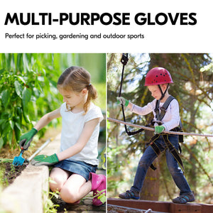 Vgo 2 Pairs Kids Gloves for Age 3-9, Bamboo Work Gloves for Gardening(Green,KID-RB6026)